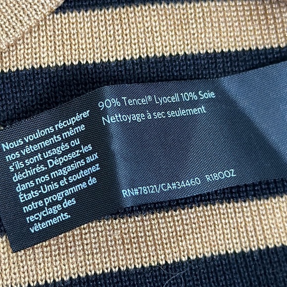 Eileen fisher tan and black stripe sweater size Large - Picture 8 of 8